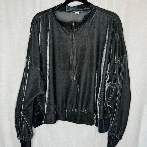 Favlux Gray Velour Long Sleeve 1/2‎ Zip Pullover Size Large Casual Comfy Cozy - Picture 1 of 8